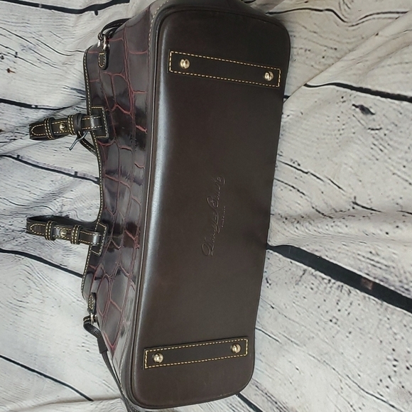 Dooney & Bourke Croc Emboss Leather Tassel Tote in Cognac - Picture 4 of 6